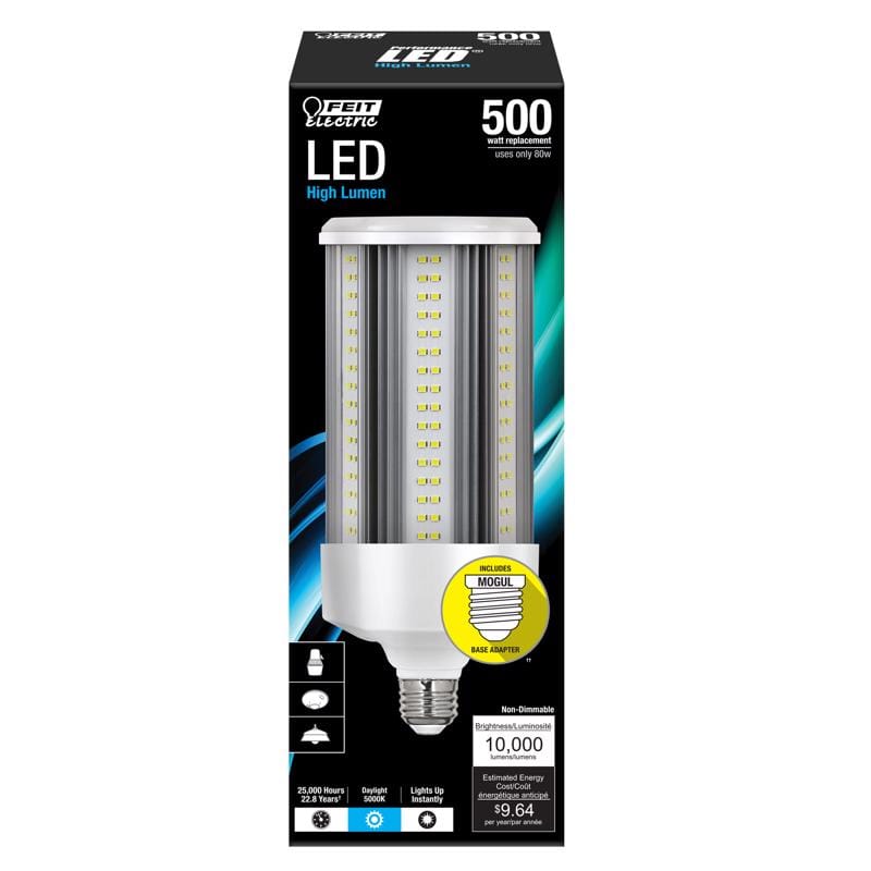 Feit C10000/5K/LEDG2 Corn Cob E26 (Medium) LED Bulb Daylight 500 Watt Equivalence 1 pk