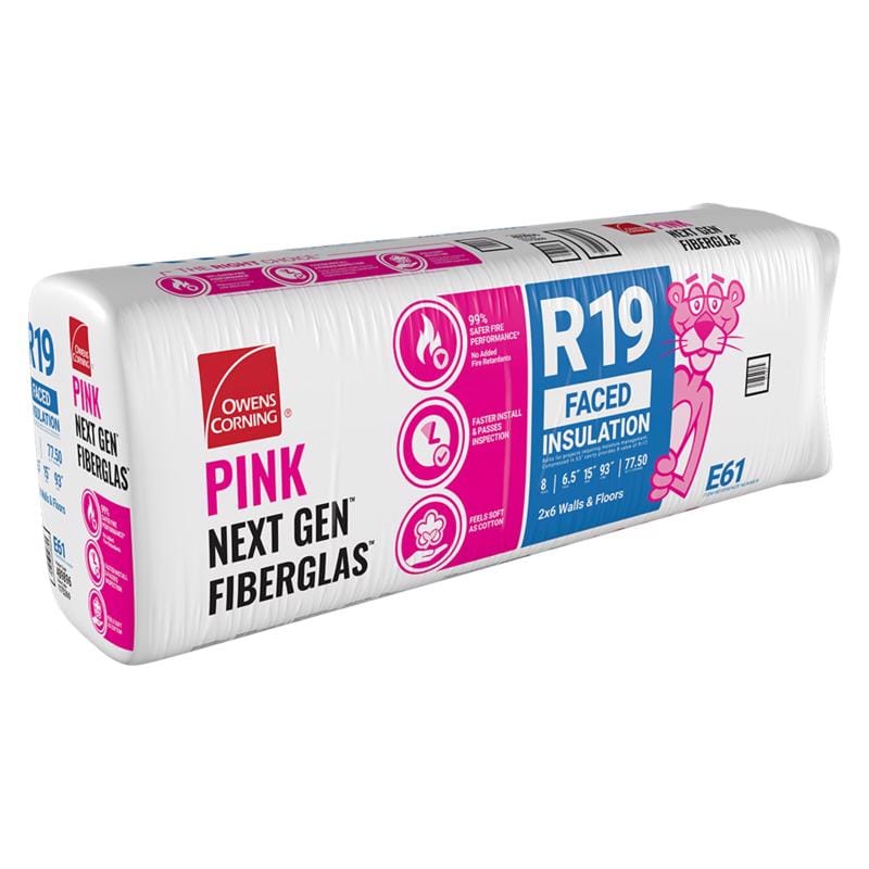 Owens Corning OCE61 15 in. W X 93 in. L X 6.5 in. R-19 Kraft Faced Fiberglass Insulation Batt 77.5 sq ft