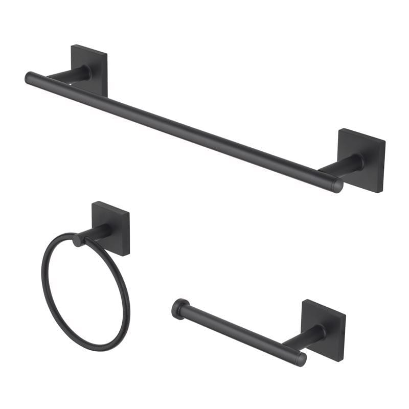 Oakbrook Collection BH-OB5000MB Matte Black Zinc Towel Bar Set