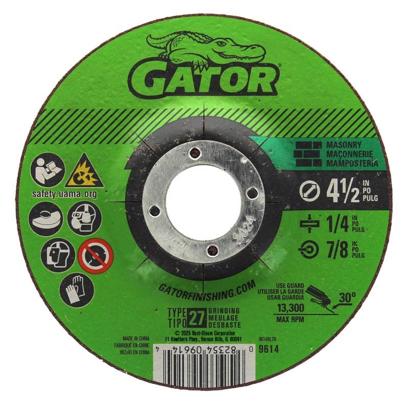 Gator 9614 4-1/2 in. D X 7/8 in. X 1/4 in. thick Masonry Grinding Wheel 1 pc