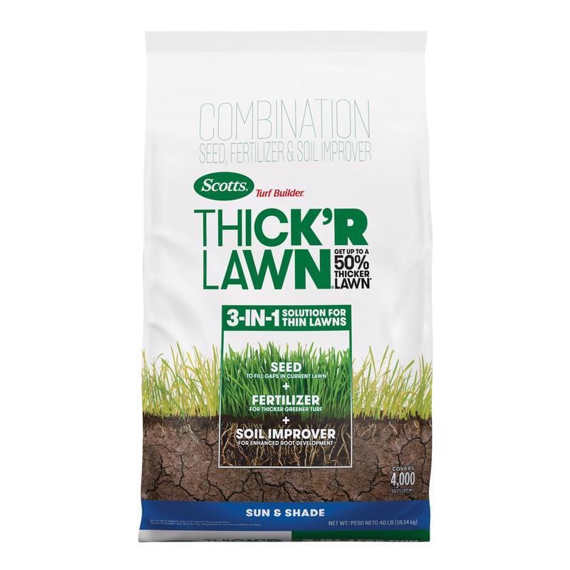 Scotts 30158C Turf Builder ThickR Lawn All-Purpose Lawn Fertilizer For Sun/Shade Mix 4000 sq ft