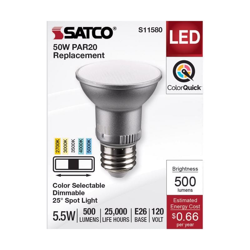 Satco Products, Inc. S11580 Satco PAR20 E26 (Medium) LED Bulb Tunable White/Color Changing 50 Watt Equivalence 1 pk
