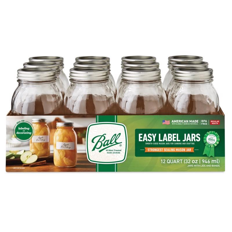 Ball 2223166 Regular Mouth Mason Jar 32 oz 12 pk