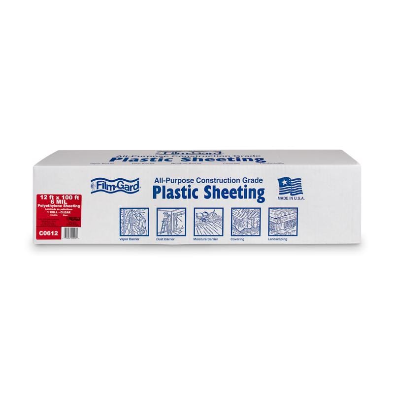 Film-Gard 626044 Plastic Sheeting 6 mil X 12 ft. W X 100 ft. L Polyethylene Clear 1 pk