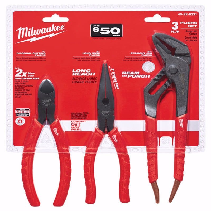 Milwaukee 48-22-6331 Pliers Set Alloy Stl 3 Pack