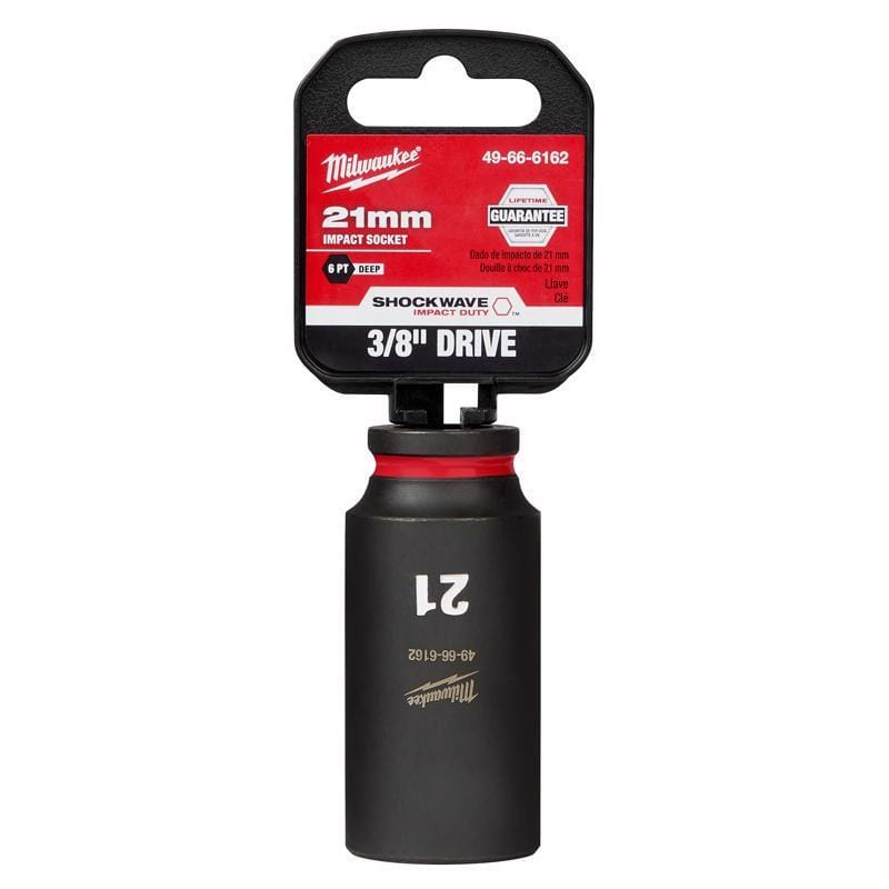 Milwaukee 49-66-6162 Shockwave 21 mm X 3/8 in. drive Metric 6 Point Deep Impact Socket 1 pc